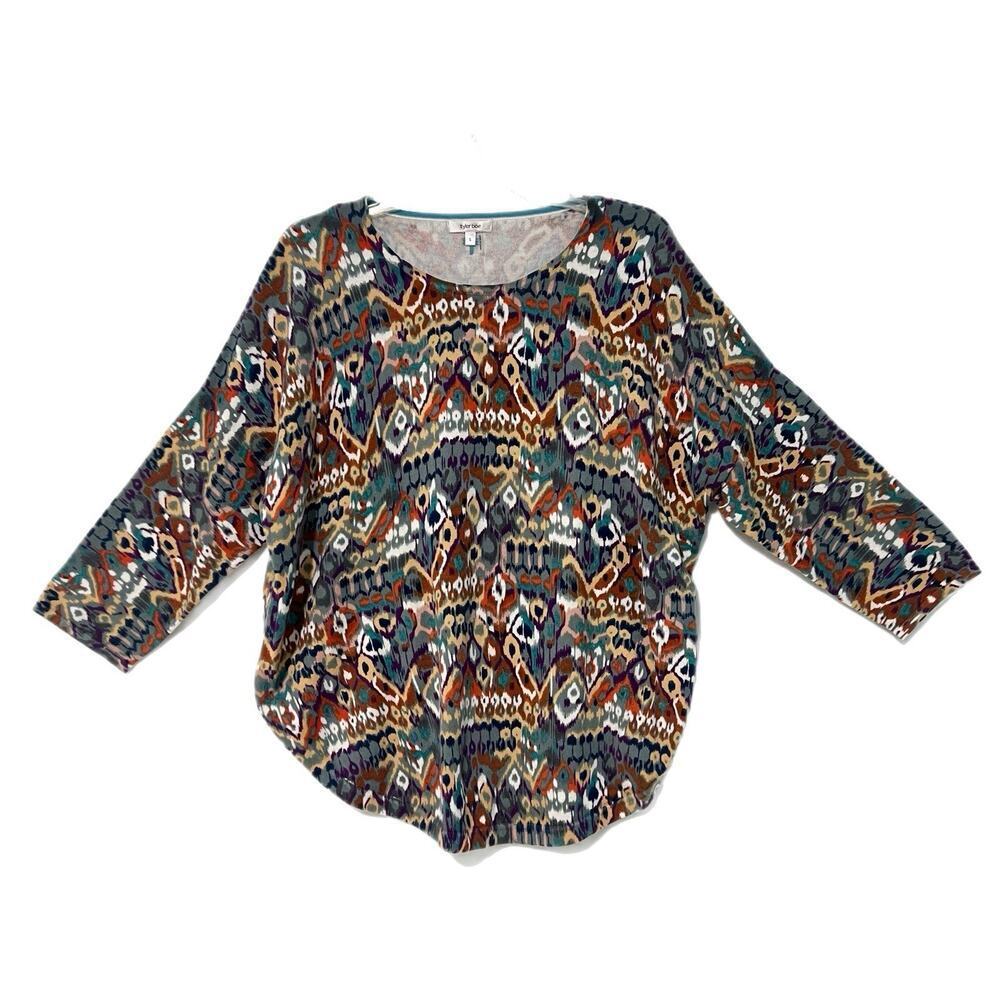 Tyler Boe Dolman Sleeve Sweater Cotton Cashmere Blend Size Small Geometric Aztec